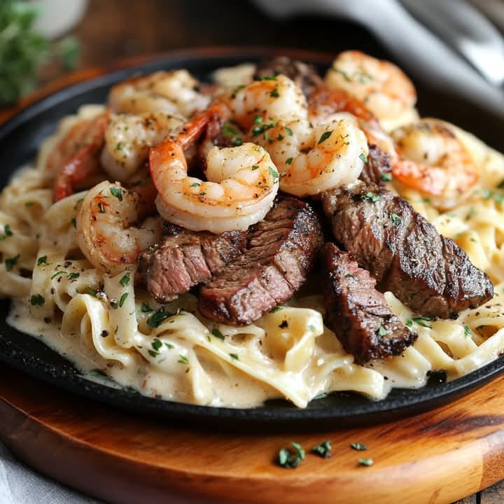 “Indulge in Elegance:Luxurious Surf and Turf Pasta Experience